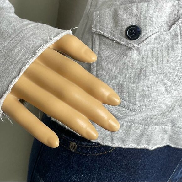 Levi’s Distressed Cotton Blazer Jacket Gray With Colorful Button Detail Sz Small - Picture 15 of 15